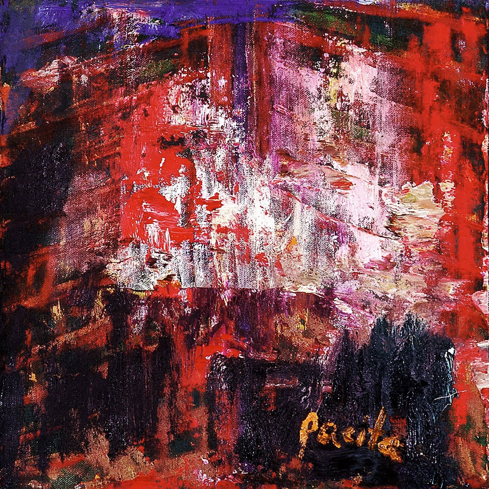Entrance to al-Haima, 1998 Oil, painted canvas stitched on canvas 12 x 12 in 30 x 30 cm