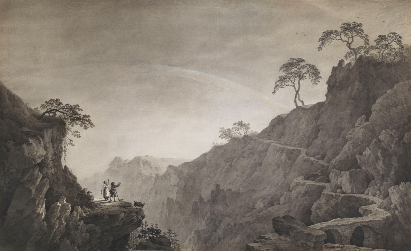 Giuseppe Pietro BAGETTI, Mountain landscape with rainbow