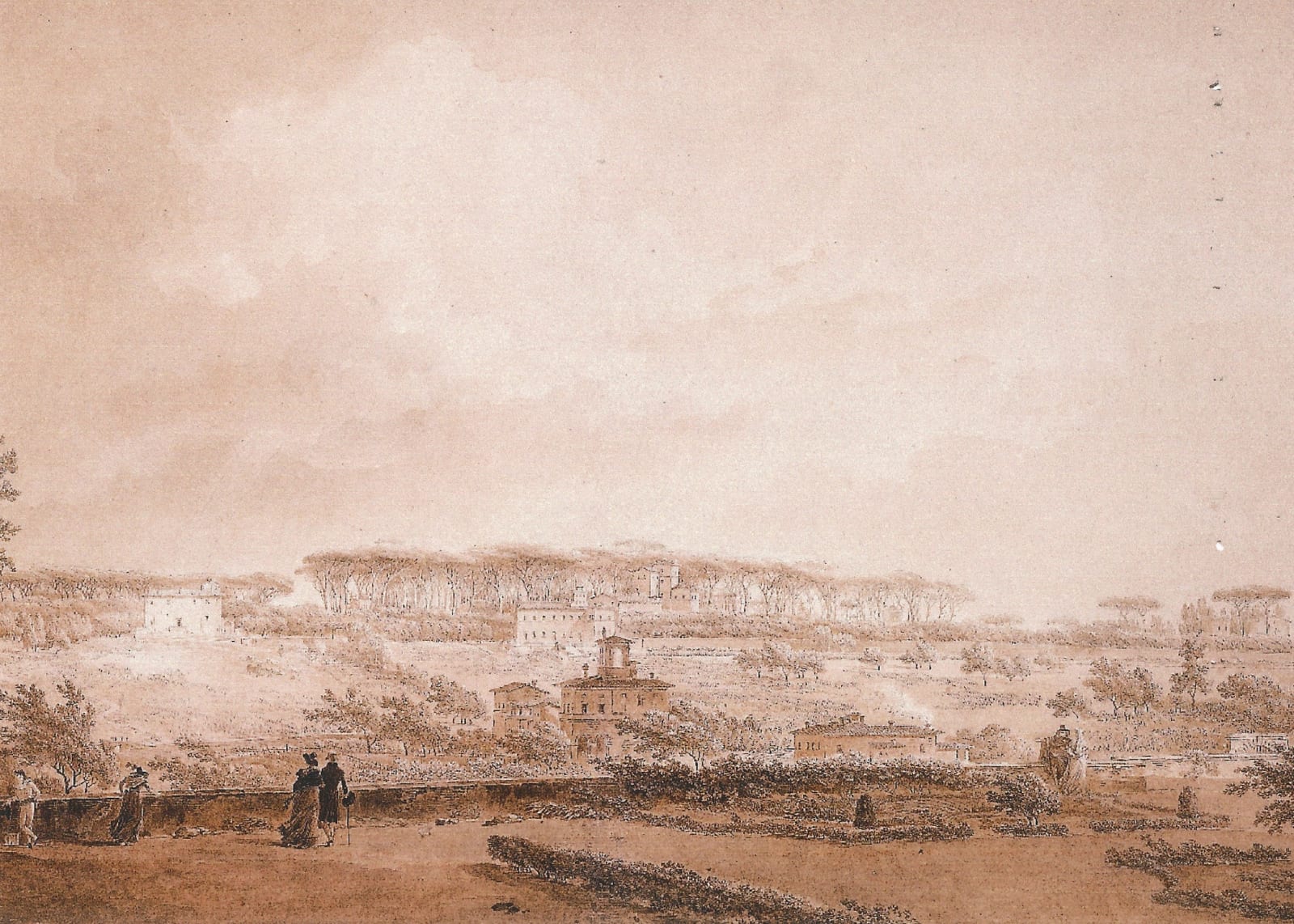 Jean Baptiste THIAN, View of Villa Borghese and Villetta Doria from the Villa Medici terrace, 1791