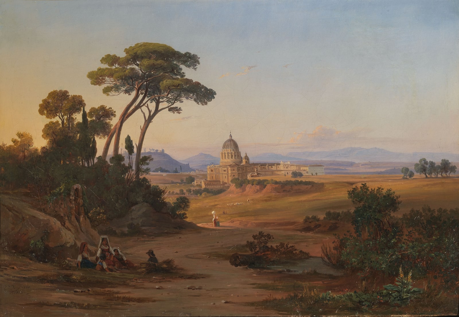 Johann Jakob FREY, View of Saint Peter from valle Aurelia, 1841