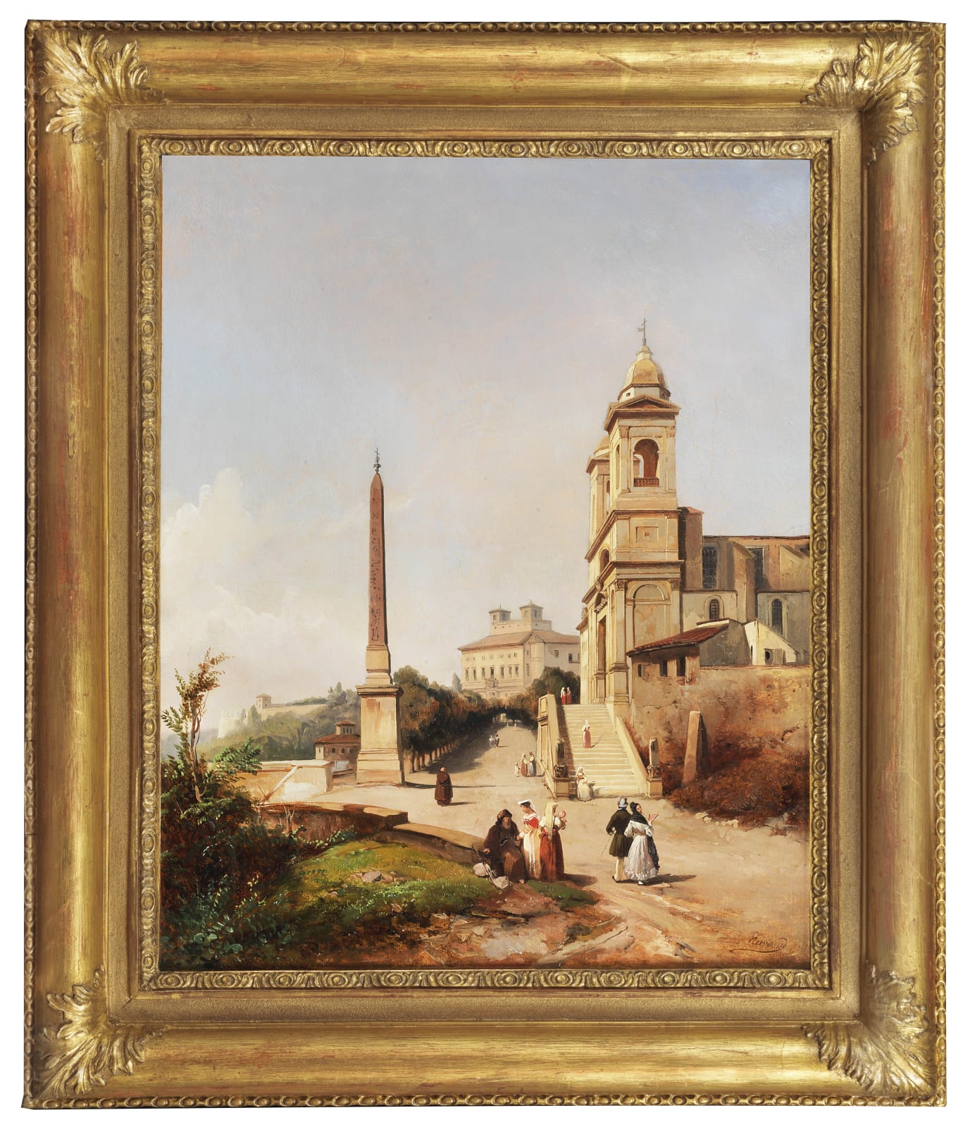 Jean Charles Joseph RÉMOND, View of the Church of Trinità dei Monti in Rome with the Villa Medici
