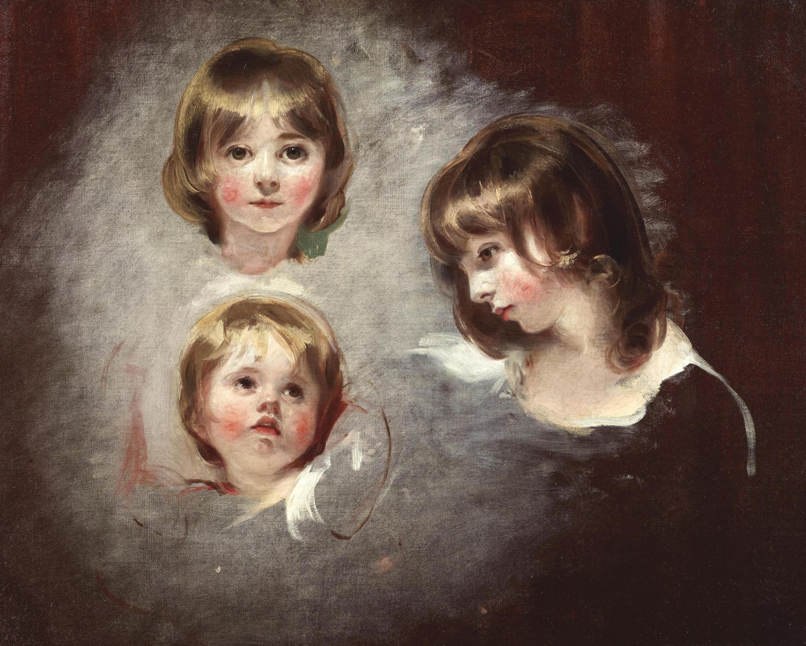 Sir Thomas Lawrence PRA, Head studies of Emilia Mary, Juliana and Maria Boucherett, 1799