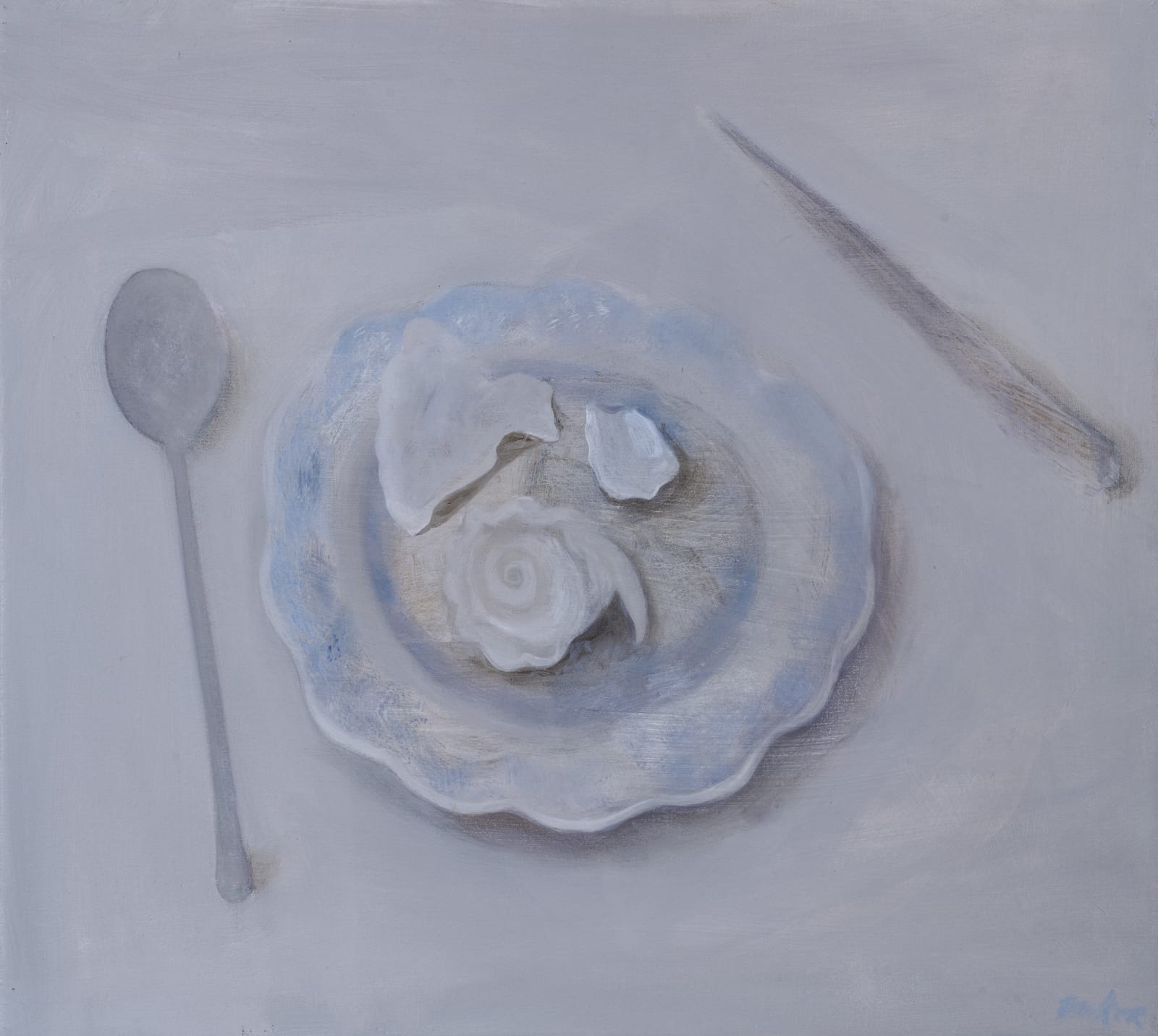 Haidee Becker, plate, shells, spoon, knife, 2024