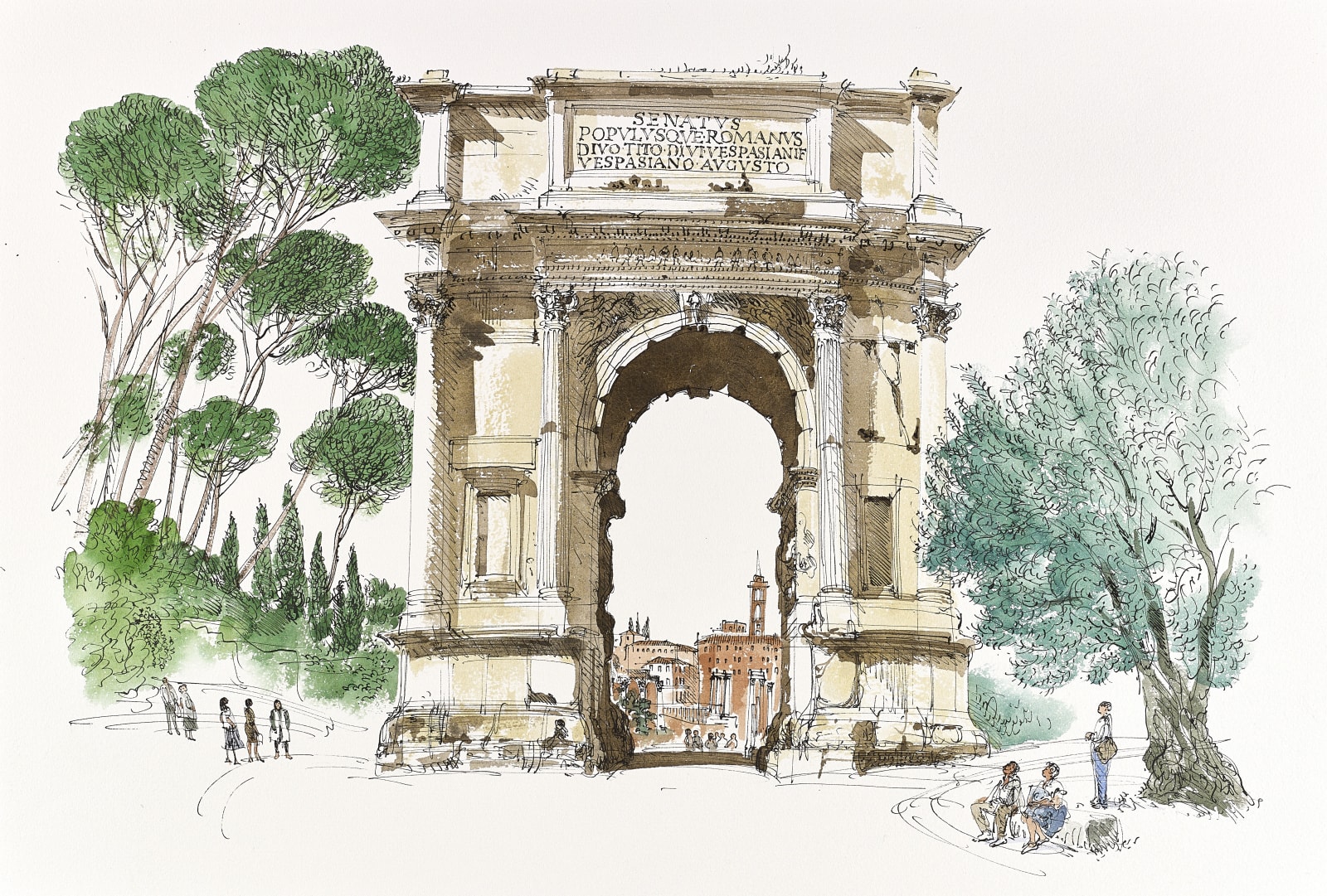 David Gentleman, Arch in Forum, near Colosseum, Rome, 1996