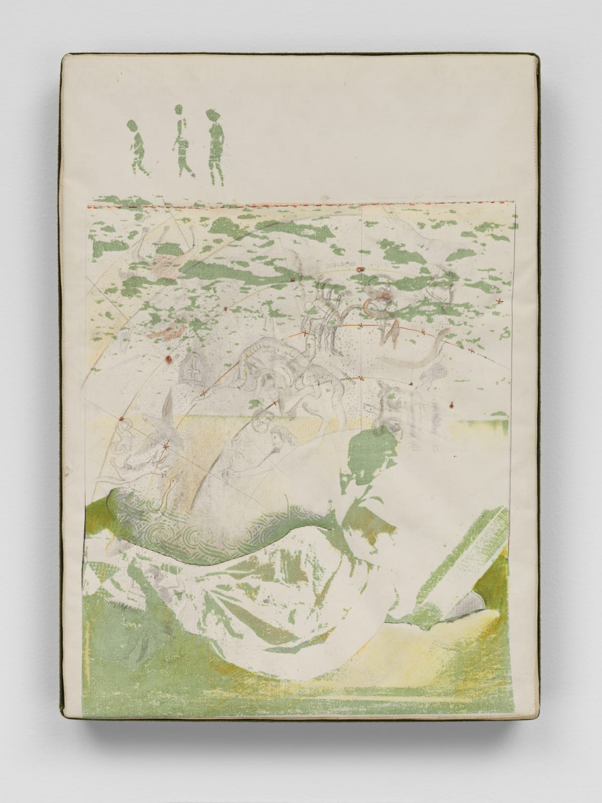 Bea Nettles, Bea Nettles - Beach & Constellations (1972). Gum bichromate print on buckram stretched on wood, embroidery, acrylic, pencil,...
