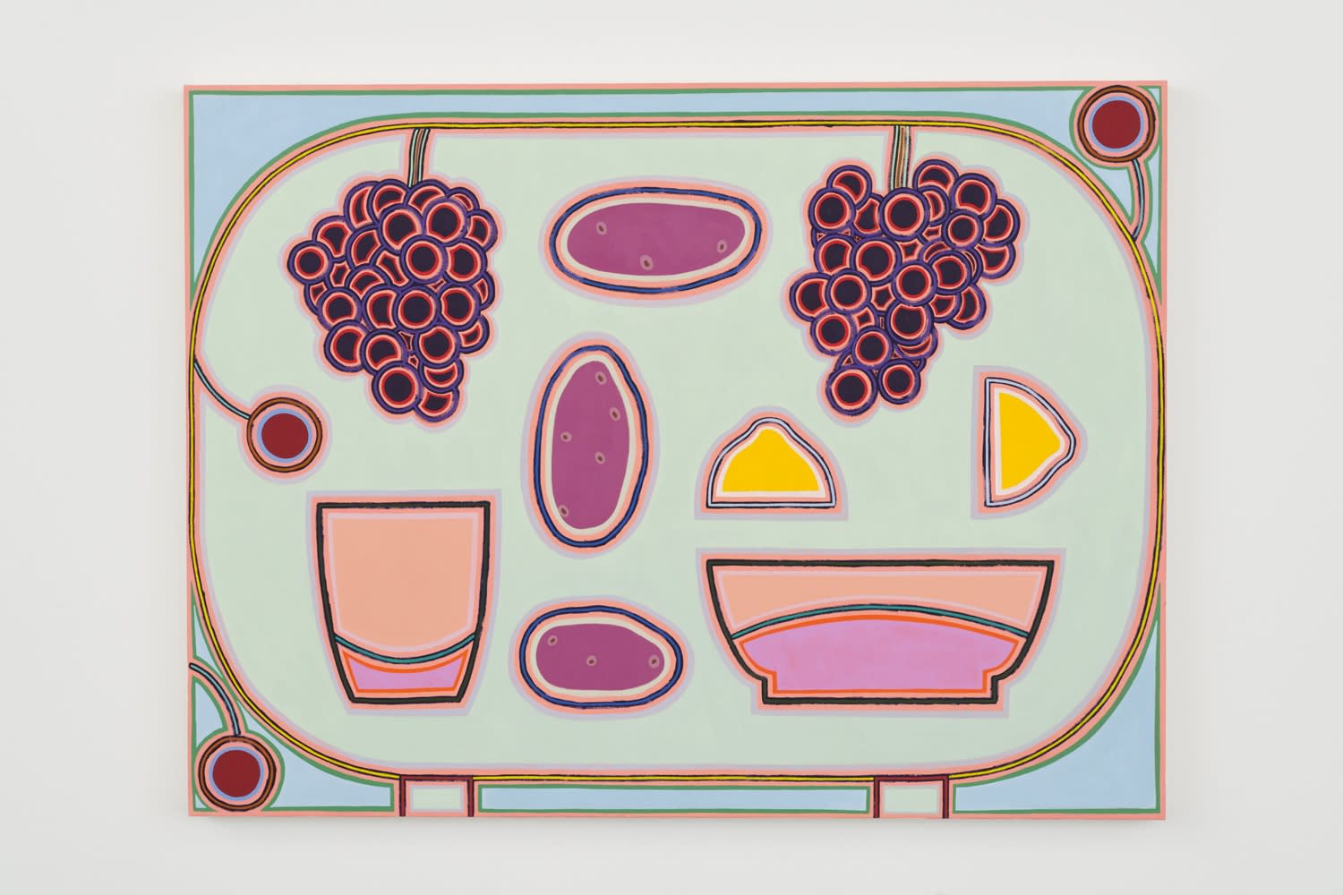 Holly Coulis, Potatoes, Grapes, and a Lemon (2019). Oil on linen, 36 x 48 inches.