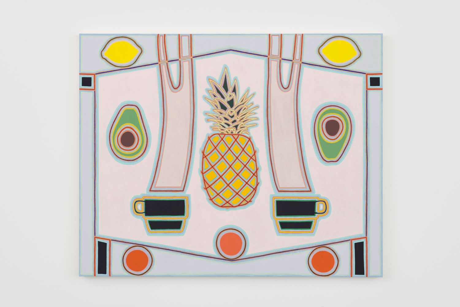 Holly Coulis, Pineapple and Coffees (2019). Oil on linen, 40 x 50 inches.
