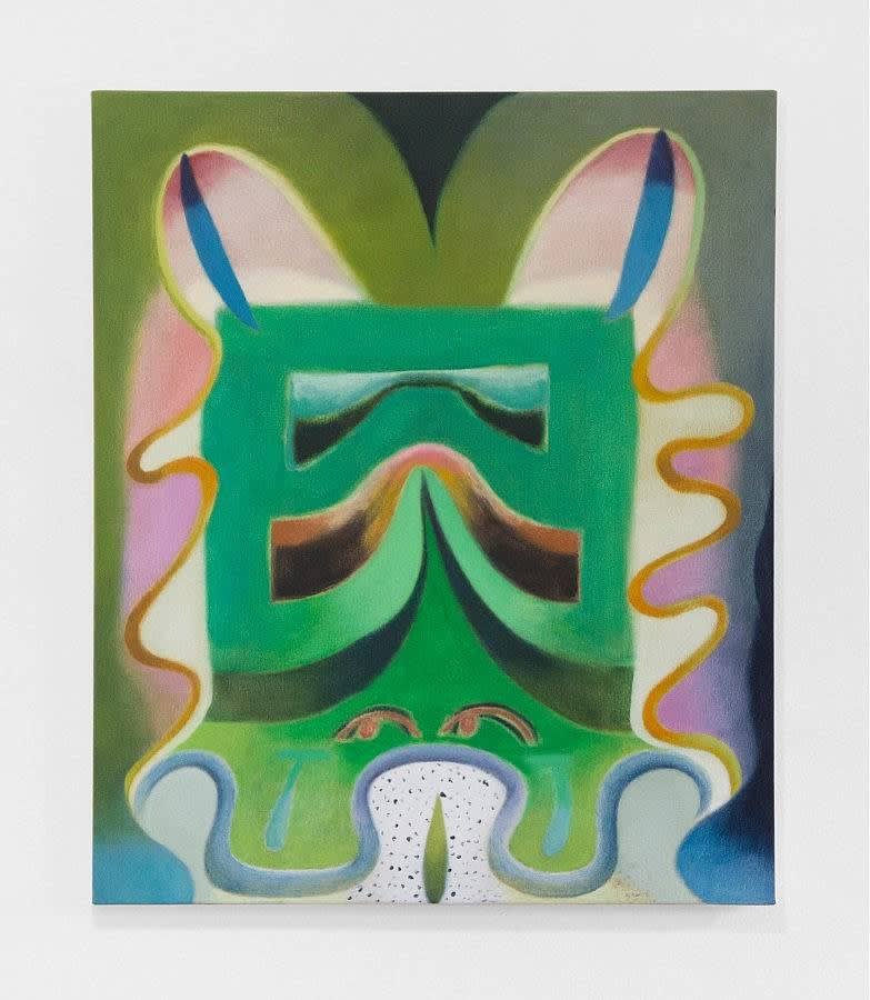 Kristy Luck, Green Eyes (2017). Oil and wax on canvas, 25 x 21 inches.