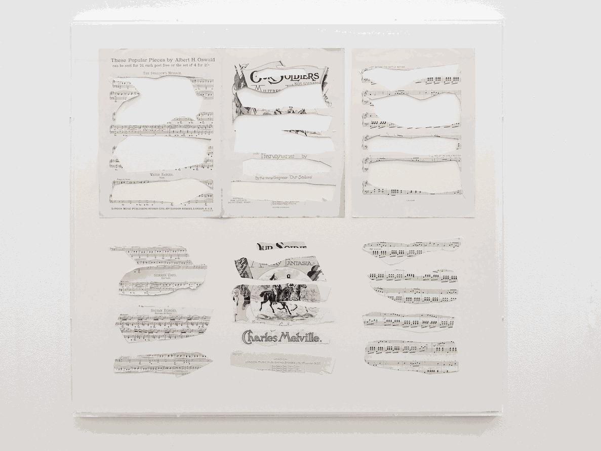 Ruth Ewan​ Our Soldiers (Iona)​​ 2010​ Adapted found sheet music​ 82.25 x 89.75 cm