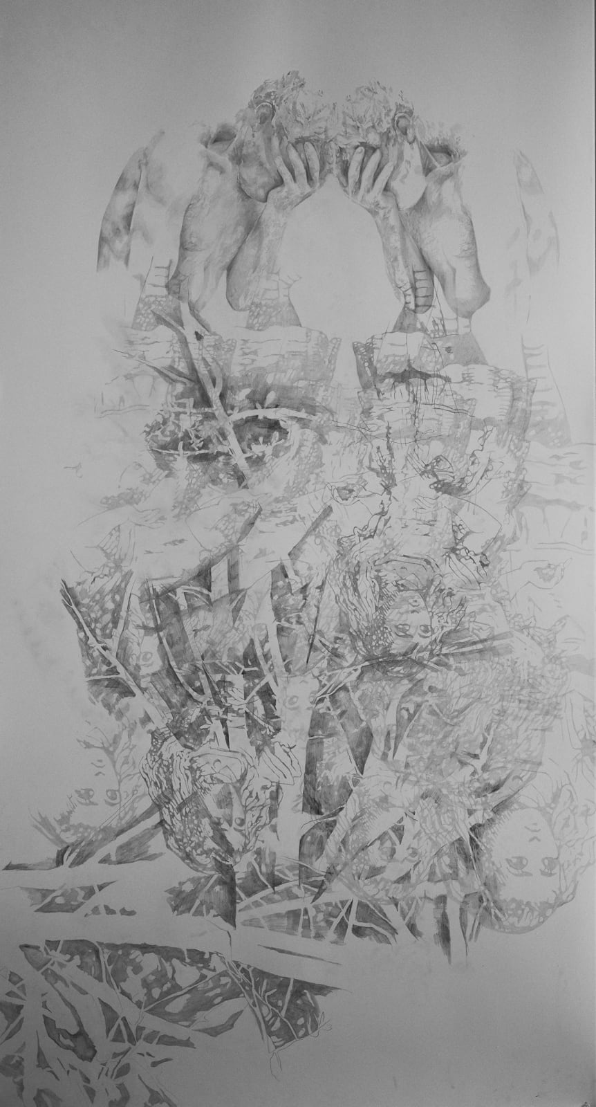 Yifat Bezalel Shape Of My Heart 2020 Drawing pencil on paper 200 x 90 cm