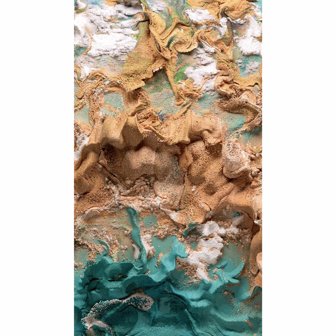 REFİK ANADOL Machine Hallucinations: Satellite Simulations - C, 2022 AI DATA PAINTING 3840 X 2160PX DURATION : 16 MINUTES (VIDEO LOOP) Edition of 5 plus 2 artist's proofs (#3/5)