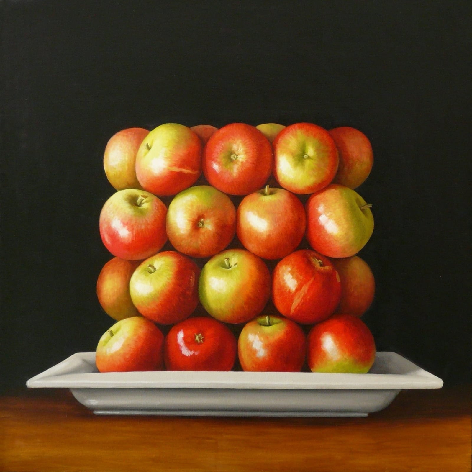 Antonia Williams Red Square Apples Oil on canvas 76 x 76 cm
