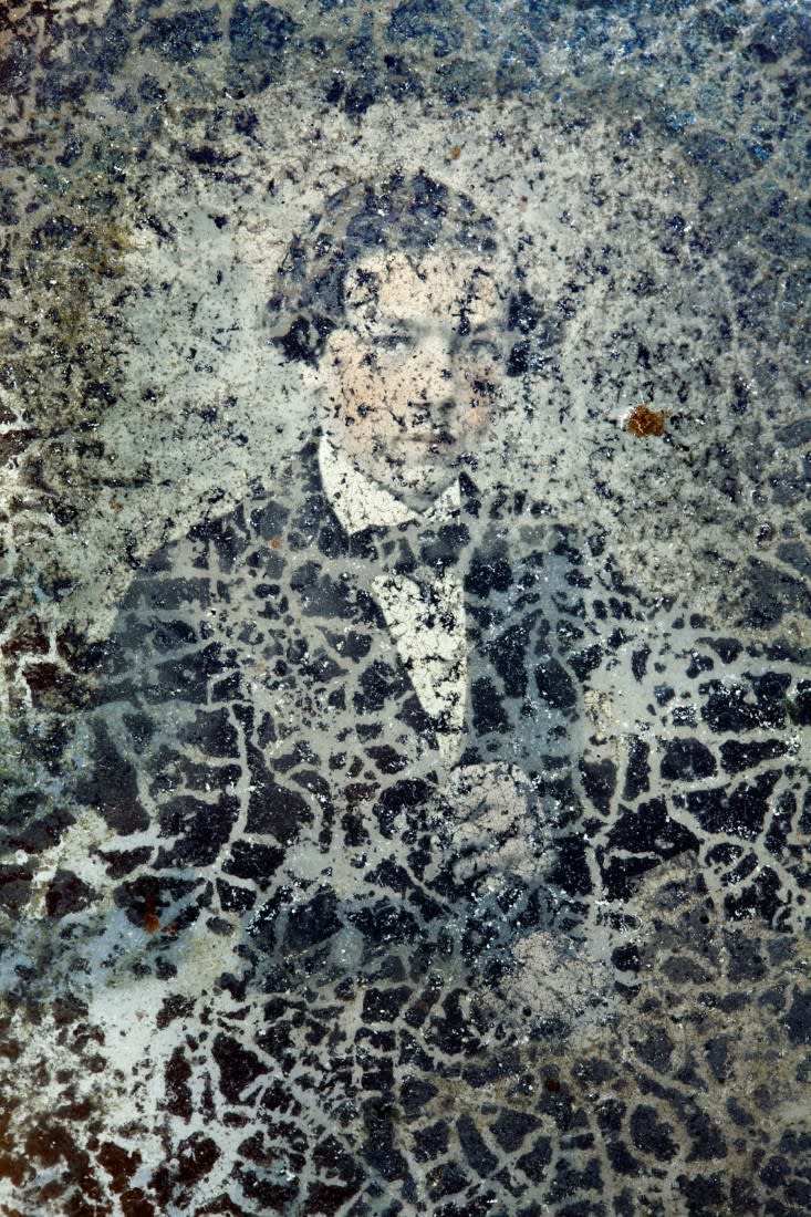 Tessa Traeger, From the series Chemistry of Light No.22, Tinted Ambrotype c.1890 3.1 x 2.7 in, black lacquer backing in decay, 2012