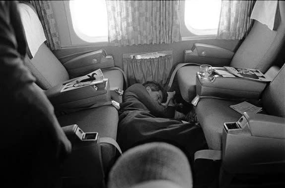 Lawrence Schiller, Robert F. Kennedy asleep on Plane during his last campaign, 1968