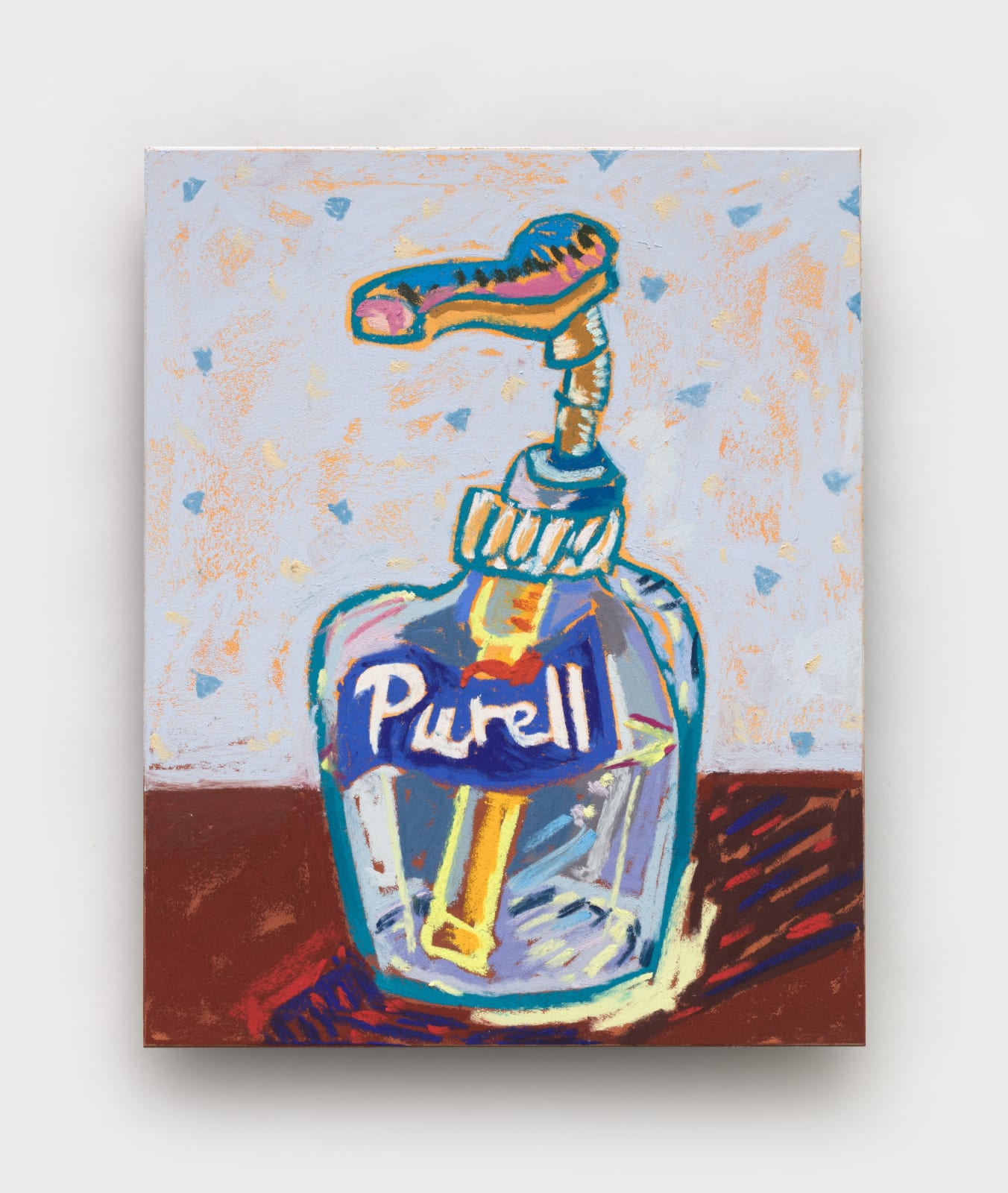 Purell Clock: Day (5 O’Clock), 2023, Soft Pastel & Gouache on Panel, 10” x 8”. Courtesy the artist and Rachel...