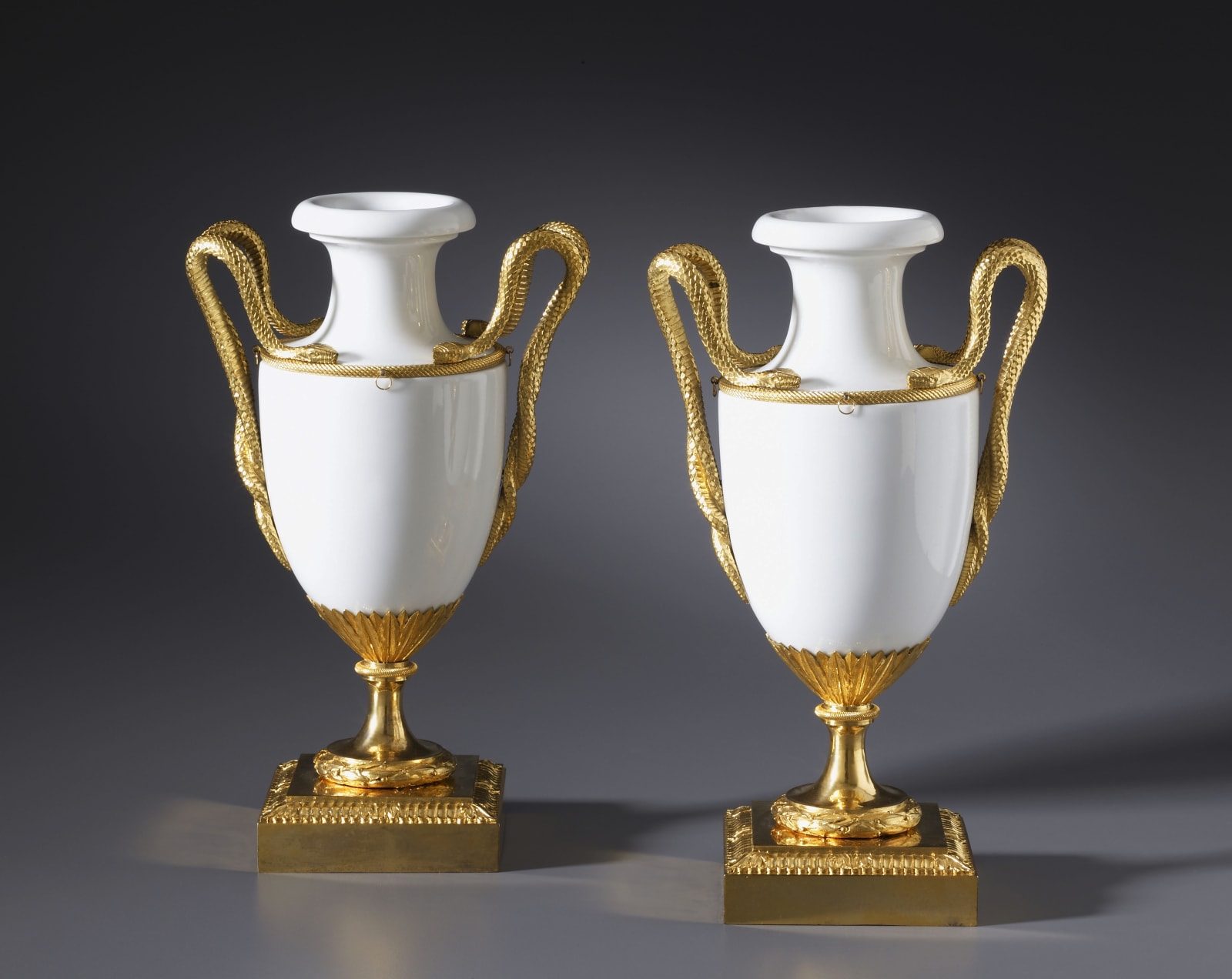 Locré, A pair of Louis XVI vases by Locré, Fabrique de la Courtille, Paris, date circa 1780