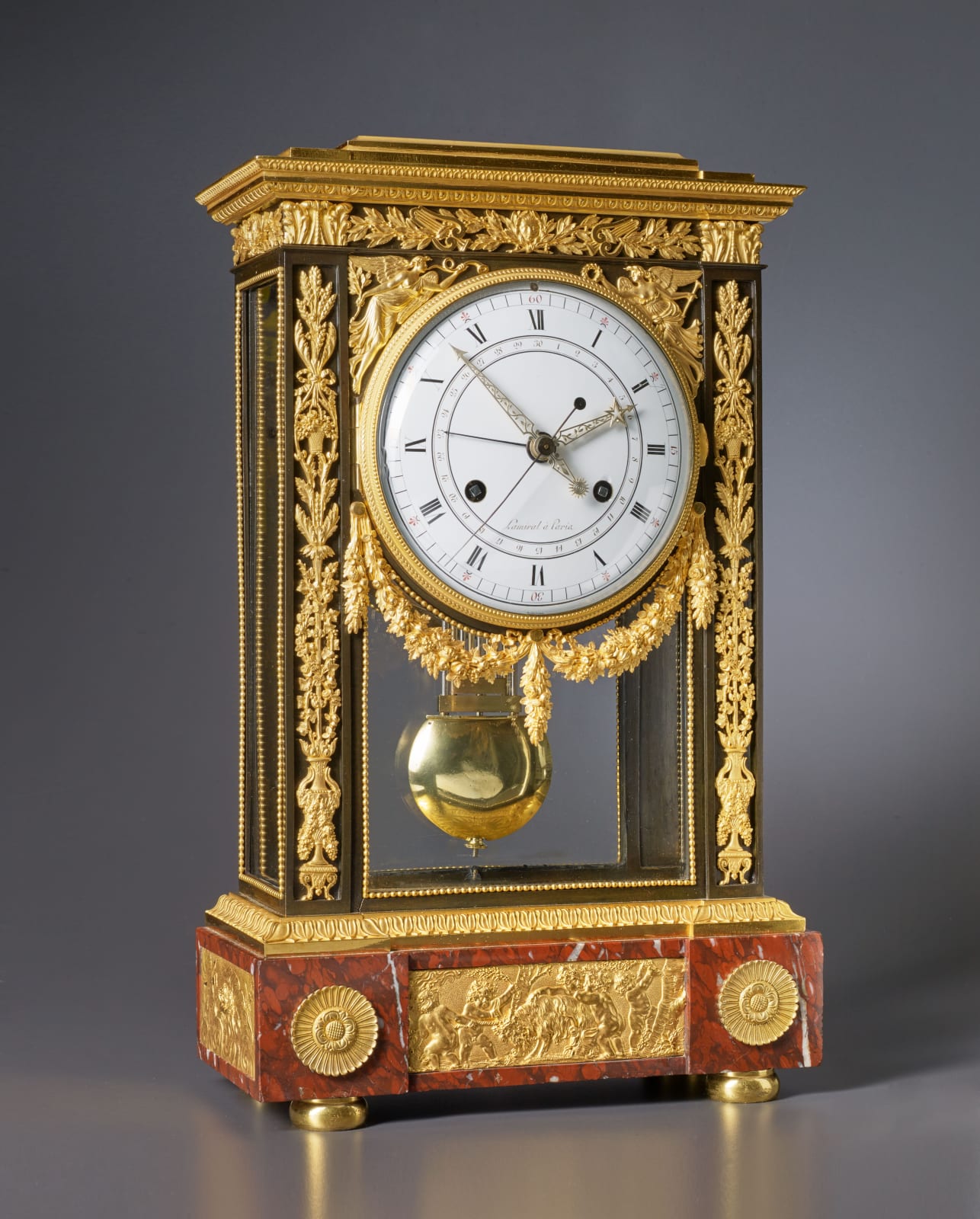 Lamiral, A Directoire table regulator of at least two weeks duration by Lamiral, Paris, date circa 1795