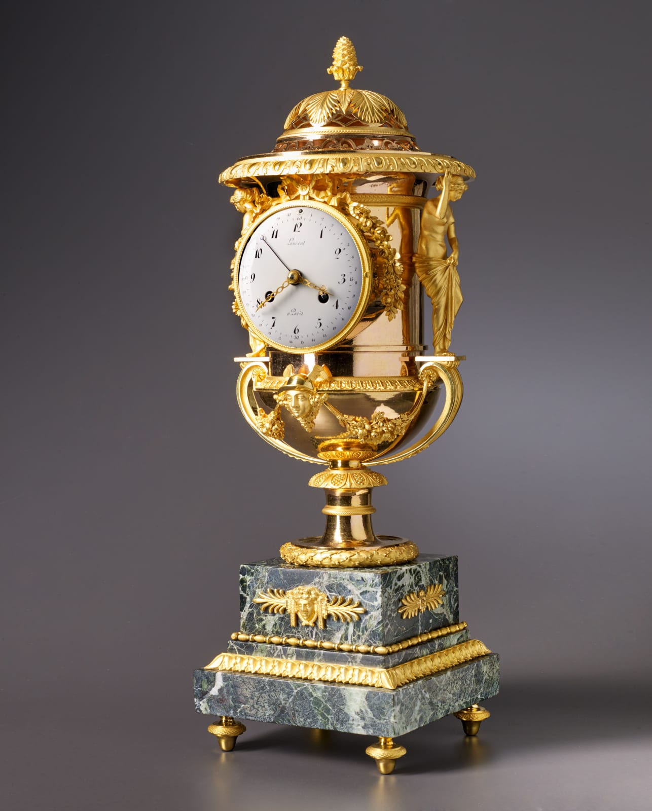 Laurent, An Empire Medici vase-shaped mantel clock by Laurent à Paris housed in a case attributed to Pierre-Philippe Thomire, Paris, date circa 1810
