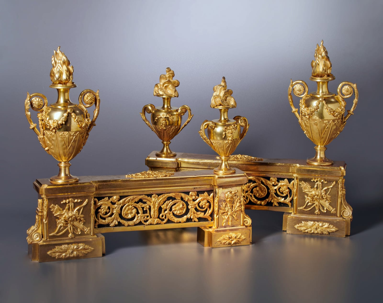 Unknown, A pair of Louis XVI gilt bronze chenets, Paris, date circa 1770