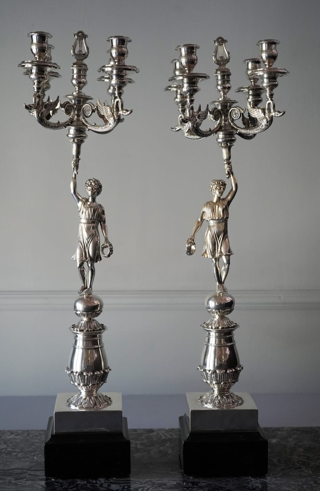 Unknown, A pair of Empire four-light candelabra, Barcelona, date circa 1820