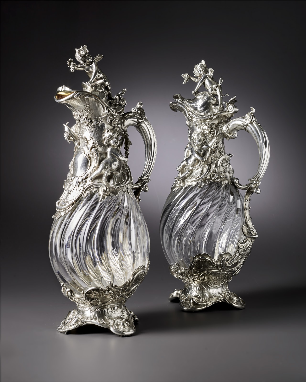 Koch & Bergenfeld, A pair of Rococo revival claret jugs by Koch & Bergenfeld, Bremen, date circa 1880