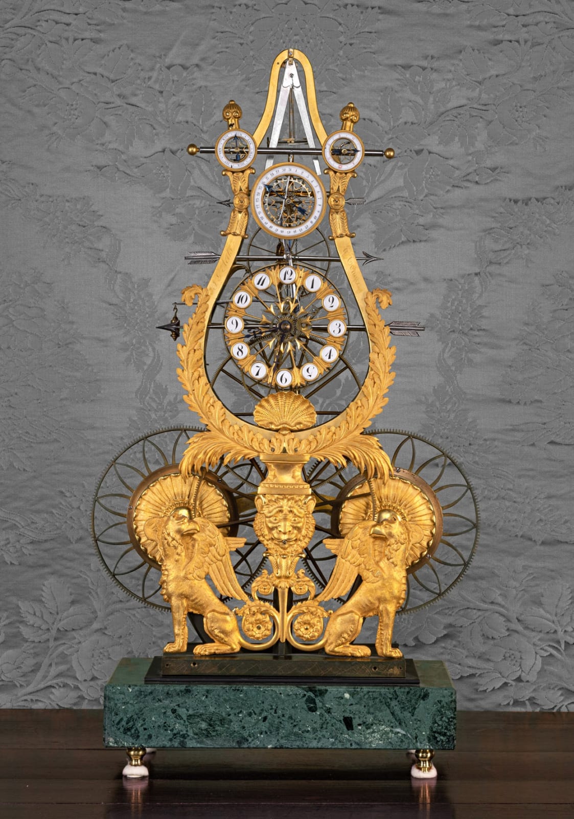 Jean-Guillaume Aerts, A late Empire multi-dial skeleton clock of year duration by Jean-Guillaume Aerts (top dial missing), Tongres, Belgium, circa 1810