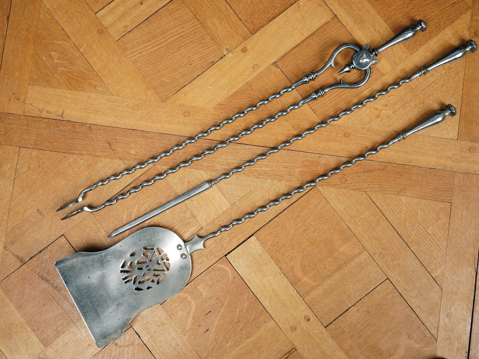 Unknown, A set of three fireplace tools , English, date mid 19th Century