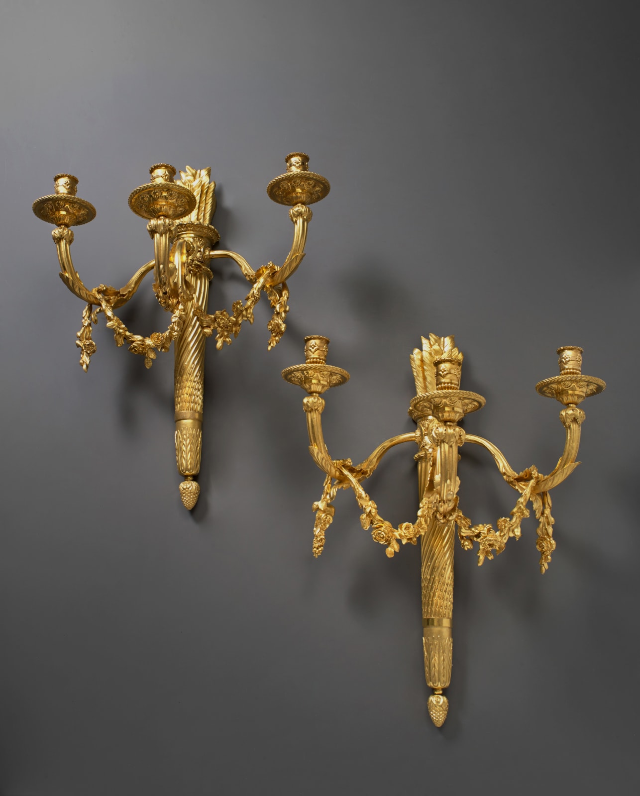Unknown, A pair of Louis XVI three-light wall-lights, Paris, date circa 1785-90