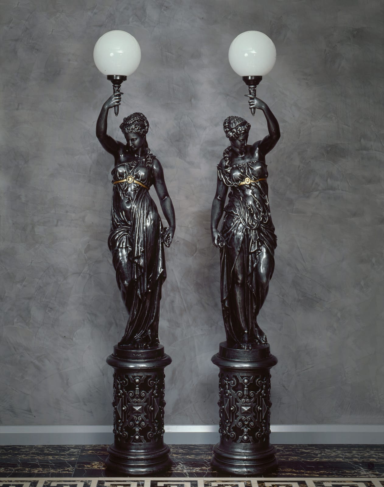 Val D'Osne Foundry, A pair of French figural torchères by the Val d'Osne Foundry, Paris, date circa 1860