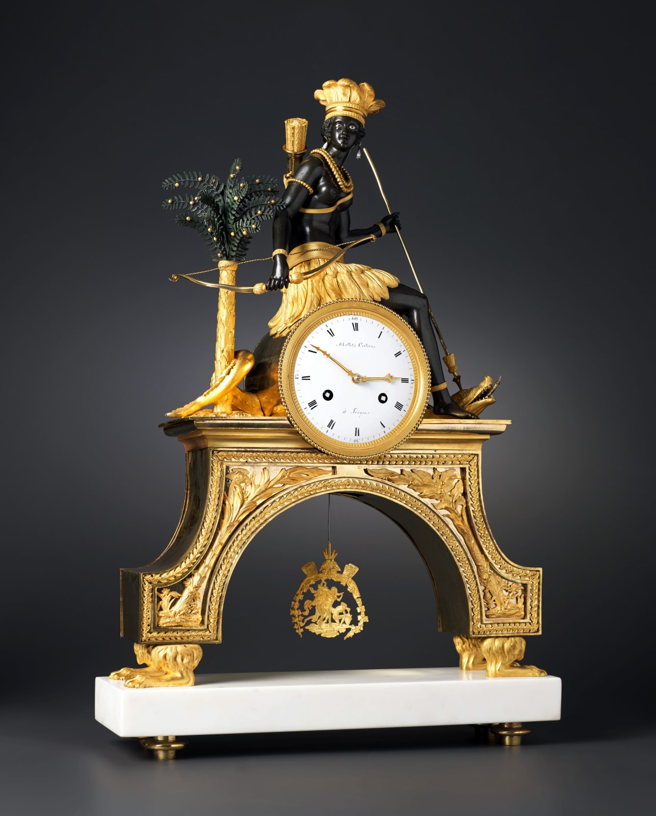 Jean-Simon Deverberie (attributed to), A Directoire Pendule ‘À L’Amèrique’ by Mottet Crétien, case attributed to Jean-Simon Deverberie, Paris, date circa 1800