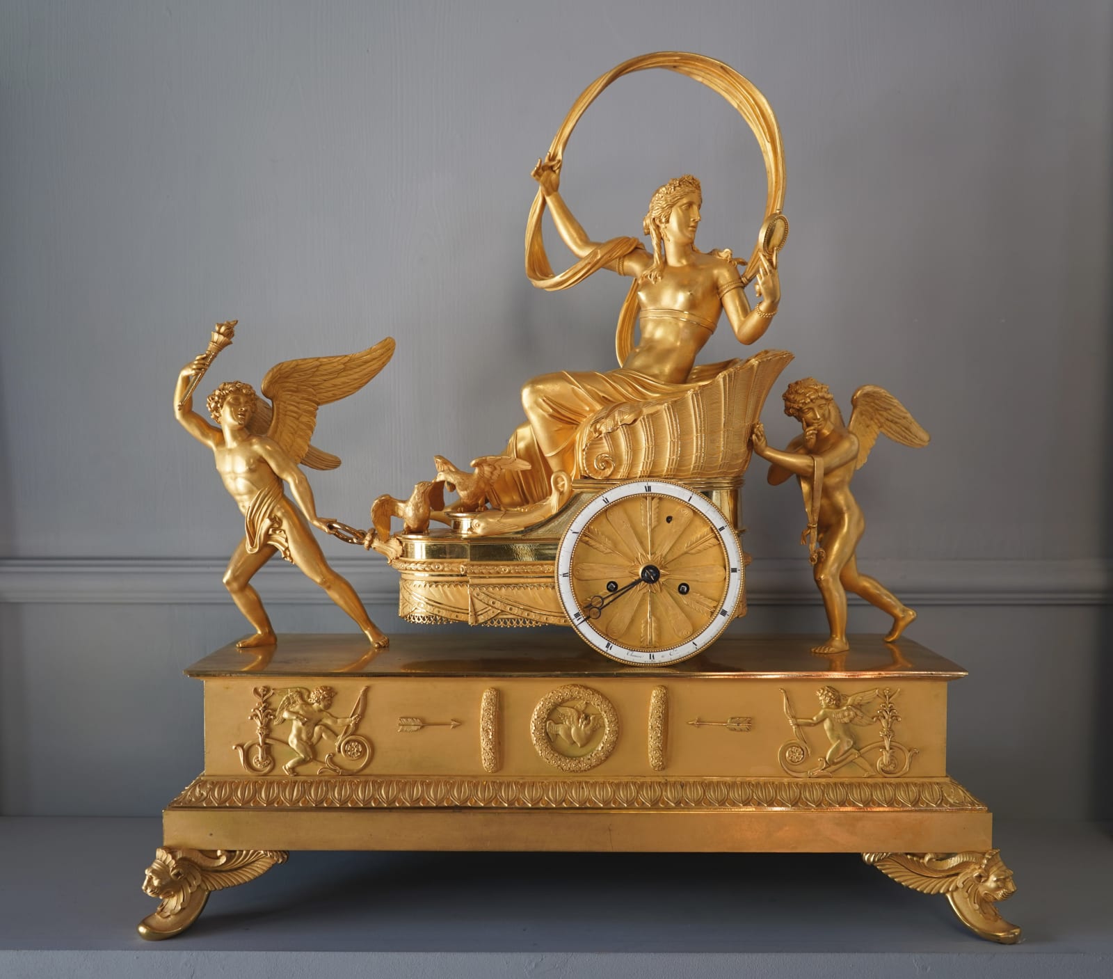Louis Moinet , An Empire gilt bronze chariot clock by Louis Moinet housed in a case by Pierre-Philippe Thomire, Paris, date circa 1815-20