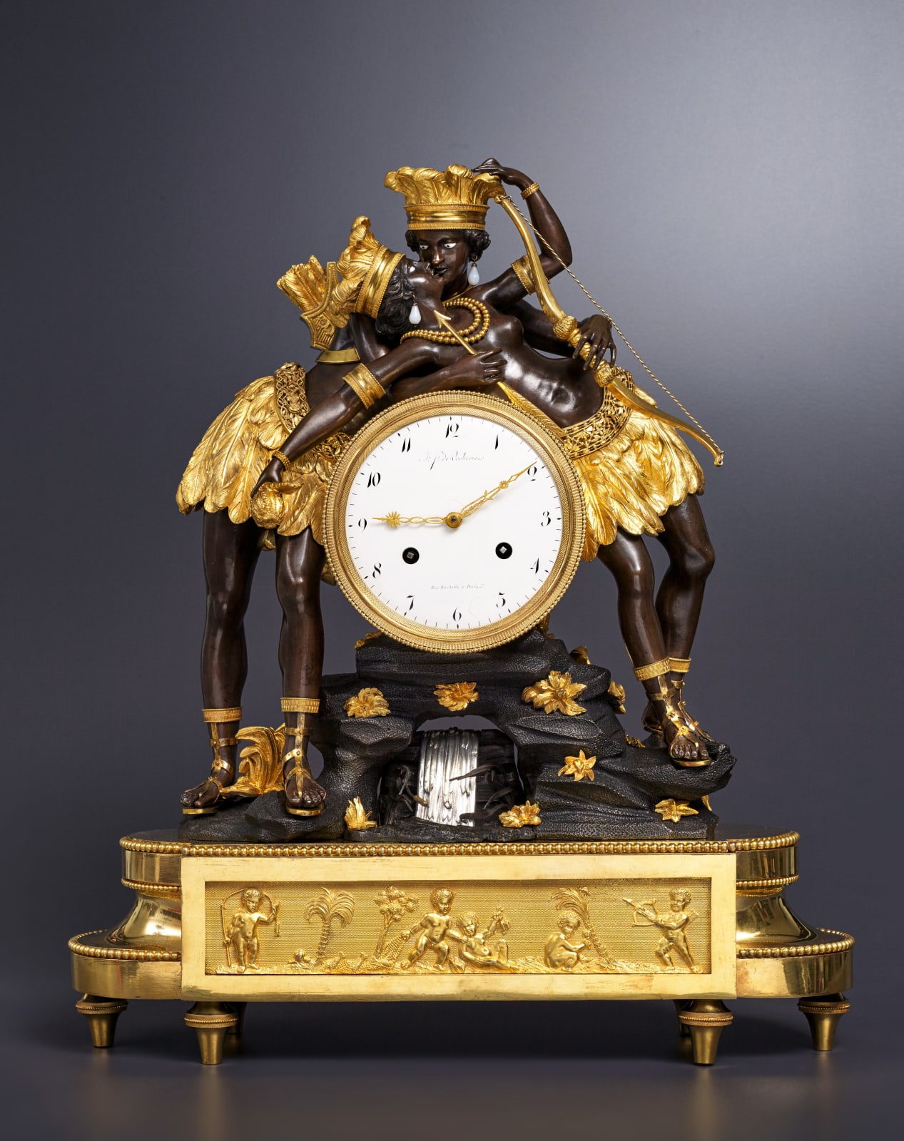 Jean-Simon Deverberie, A Directoire pendule ‘à l’Indien et l’Indienne Enlacé’ by Jean-Simon Deverberie, Paris, date circa 1799