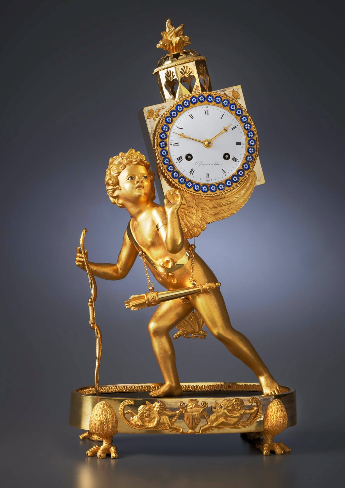 L. Grognot , An Empire mantel clock ‘à la lanterne magique’ , by L. Grognot, Paris, date circa 1800