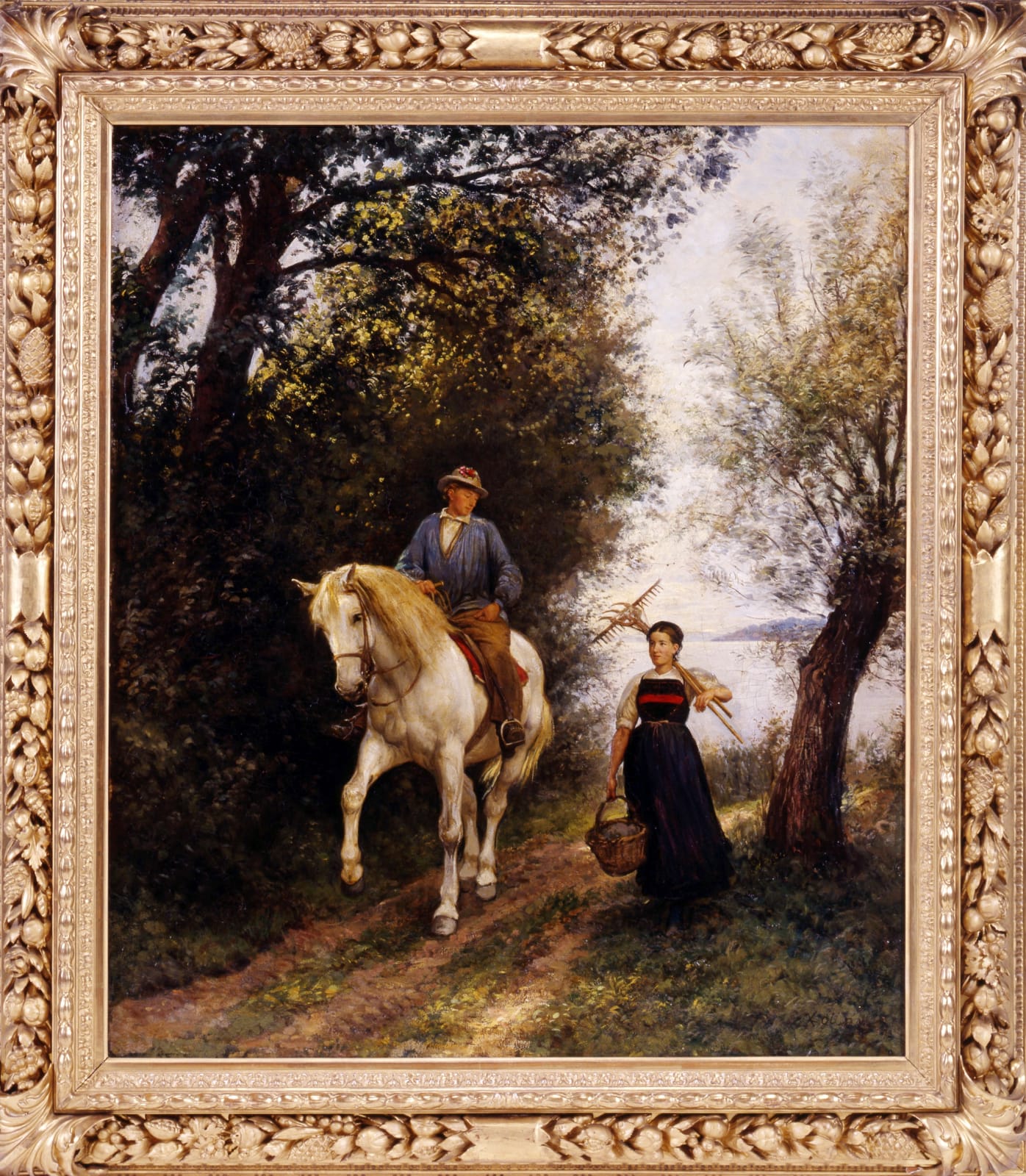 Rudolf Koller , “Knecht zu Pferd mit Bauernmädchen
