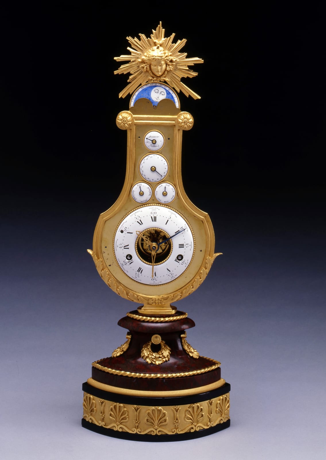 Jean-Louis Bouchet (attributed to), A Louis XVI astronomical lyre clock attributed to Jean-Louis Bouchet and most probably retailed by Martinet à Paris, Paris, date circa 1785