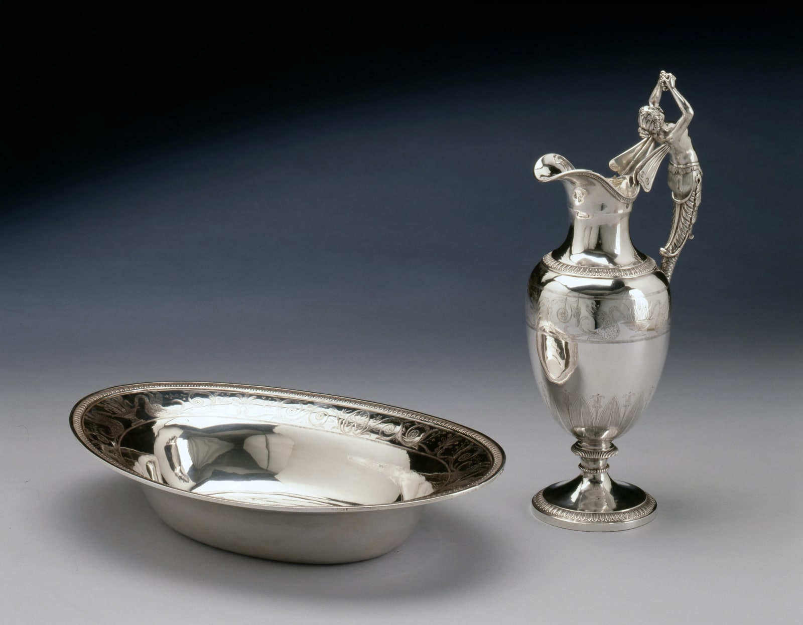 Xavier-Nicolas Goulain, An Empire engraved figural ewer and oval basin by Xavier-Nicolas Goulain
