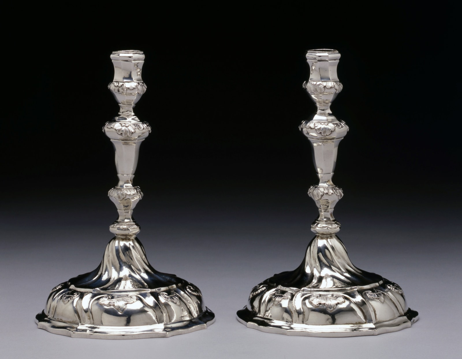 Christianus Drentwett, the Younger, A pair of Eighteenh century candlesticks by Christianus Drentwett the Younger, Augsburg, Germany, dated 1781-83