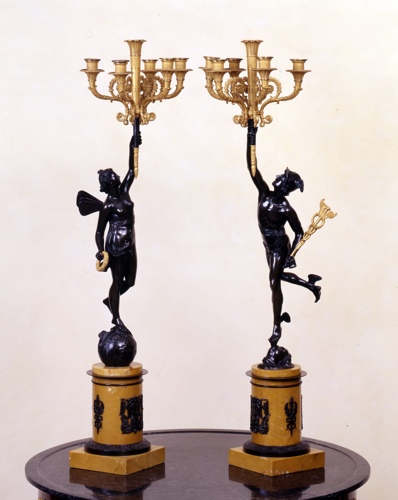 Claude Galle or Gérard Galle, A of Empire figural five-light candelabra by Claude Galle or his son Gérard Galle, Paris, date circa 1812-20