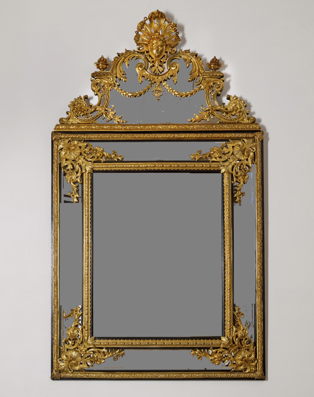 A LOUIS XIV STYLE GILT BRONZE MOUNTED MIRROR, Paris, date circa 1880