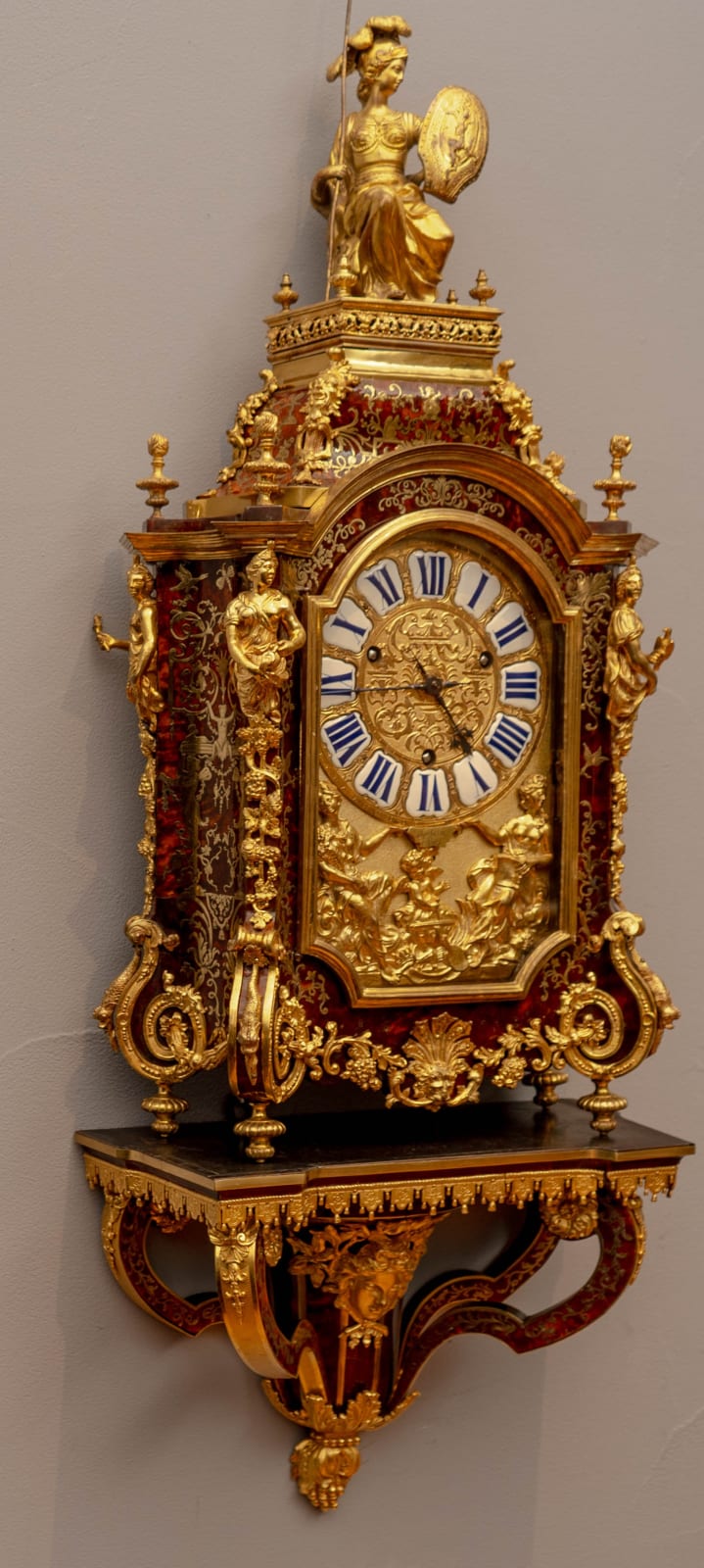 Nicolas Gribelin, A LOUIS XIV GILT BRONZE MOUNTED BOULLE CARTEL CLOCK WITH BRACKET, Paris, date circa 1700-10
