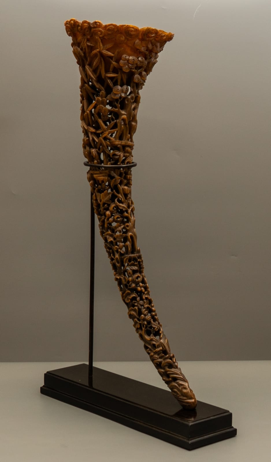 Unknown, A CHINESE NINETEENTH CENTURY QING DYNASTY CARVED RHINOCEROS HORN FULL-TIP CUP , China, almost certainly Canton, date mid to late nineteenth century