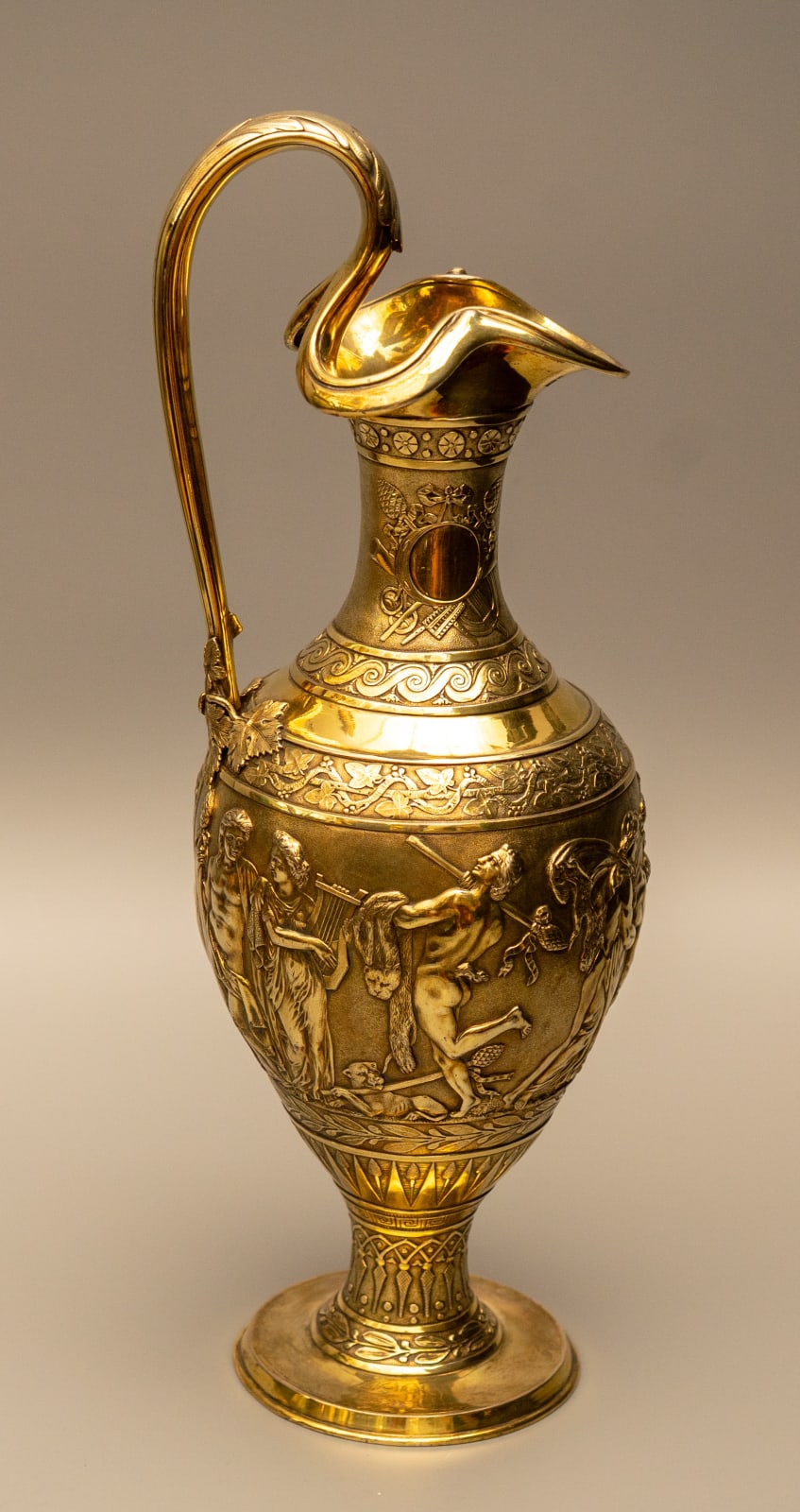 Hunt & Roskell, A VICTORIAN CLASSICAL STYLE SILVER-GILT EWER, London, dated 1884