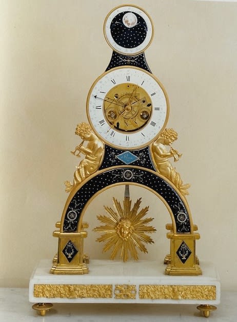 Directoire blue enamelled skeleton clock, Paris, date circa 1795