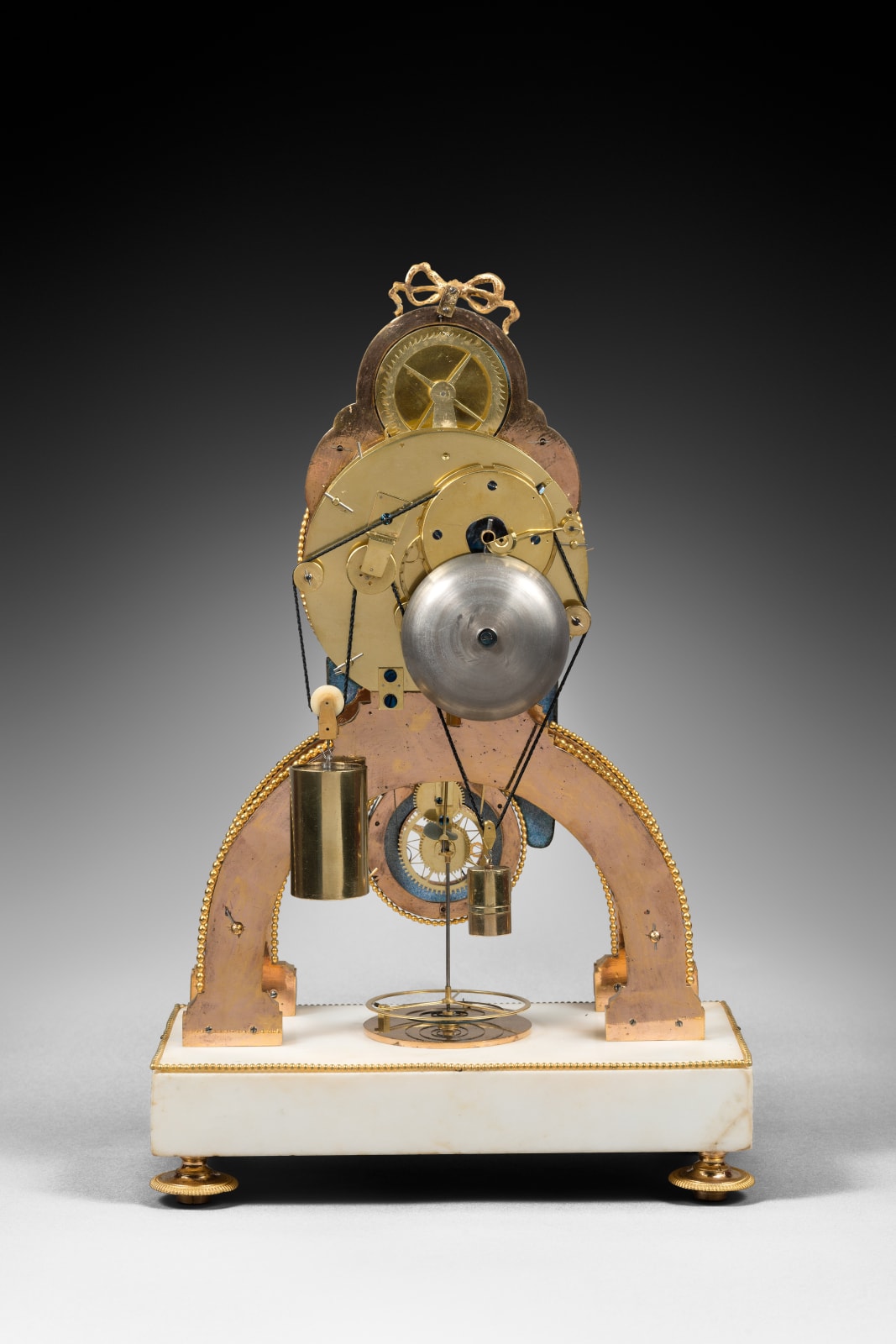 Julien Béliard, A late 18 th Century striking skeleton clock with Revolutionary time and remontoire by Julien Beliard, the enamels by Joseph Coteau, Paris, date 1794