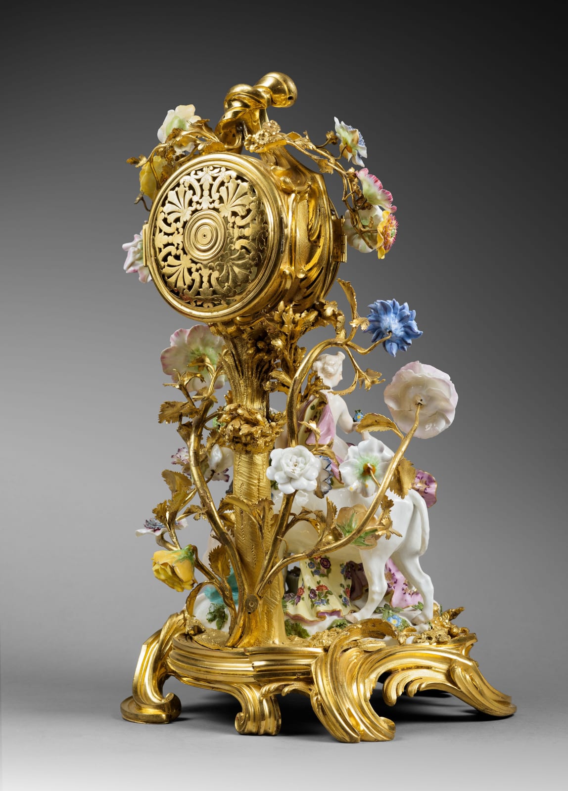 Gérard Benoît , A Louis XV mantel clock “Europa and the Bull” by Gérard Benoît, The porcelain: Meissen, date circa 1750. The gilt bronze: Paris, date circa 1750