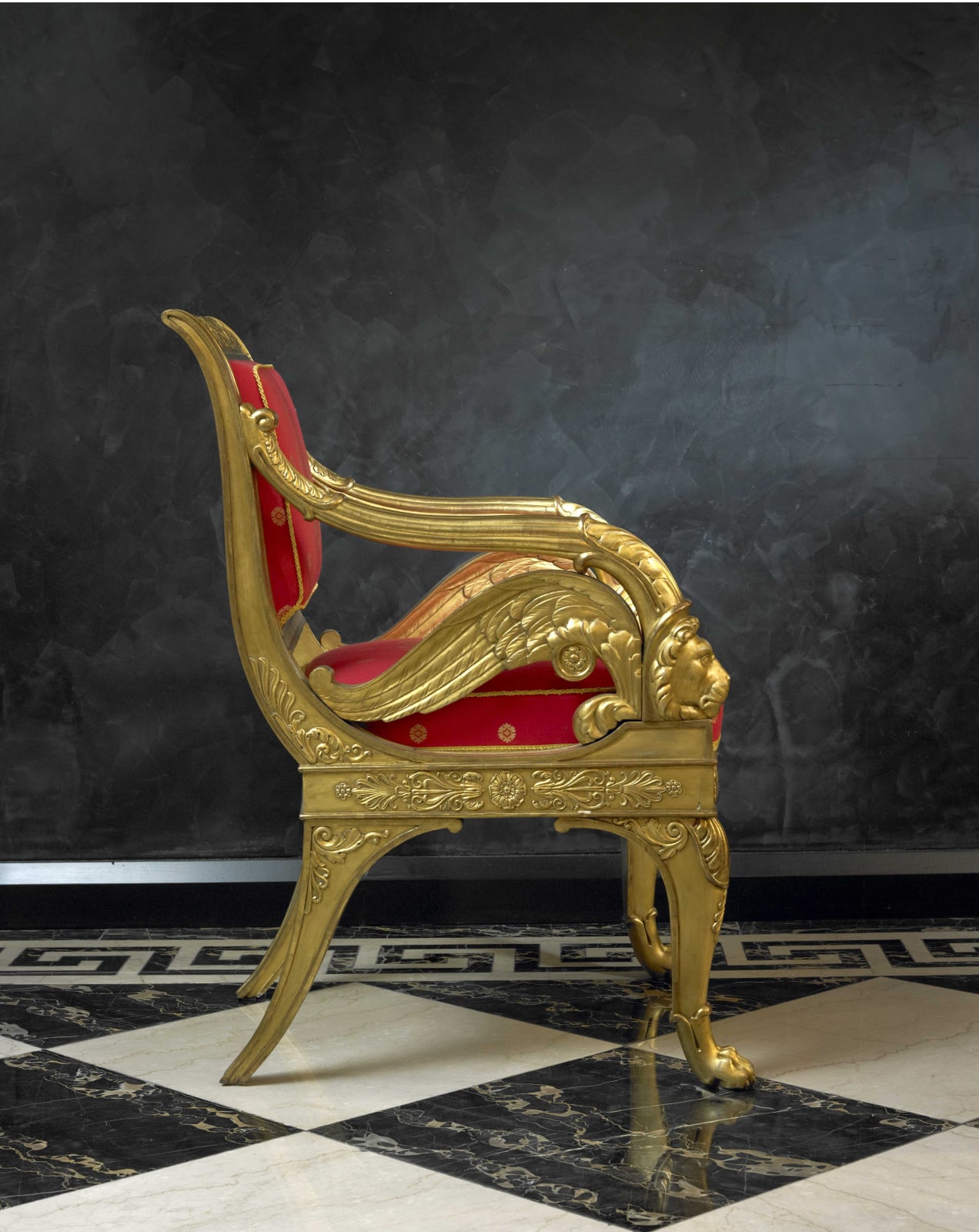 Georg Ludwig Laves, A set of four Empire giltwood fauteuils designed by Georg Ludwig Laves, Hannover, made in 1834