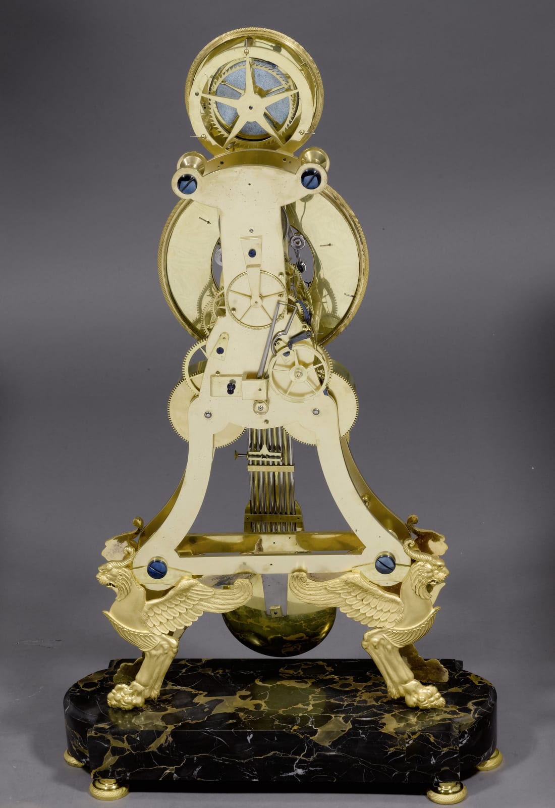 Paratte, An Directoire/Empire skeleton clock with moon phase by Paratte, Paris, date circa 1795-1805