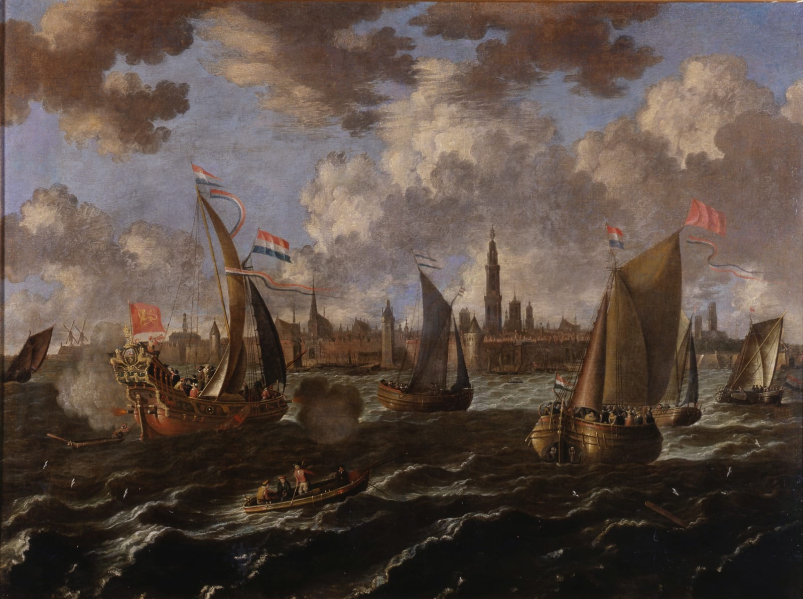 Abraham Storck (attributed to) , A State Visit, Probably of King Charles II of England to the City of Rotterdam and Antwerp, Attributed to either Abraham Storck or Jan Baptist Bonnecroy, Date circa 1650-70