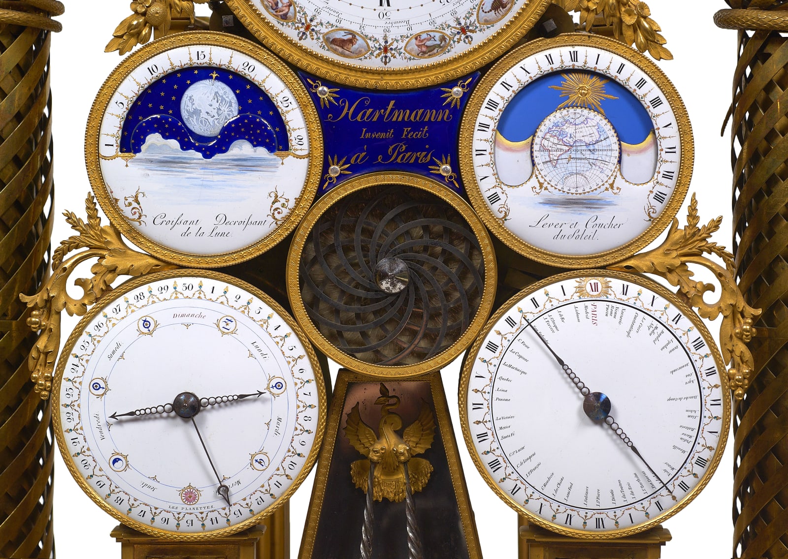 François -Joseph Hartmann, A Republican multi-dial automata clock conceived and made by François -Joseph Hartmann , Paris, dated between 22nd September 1799 and 21st September 1800