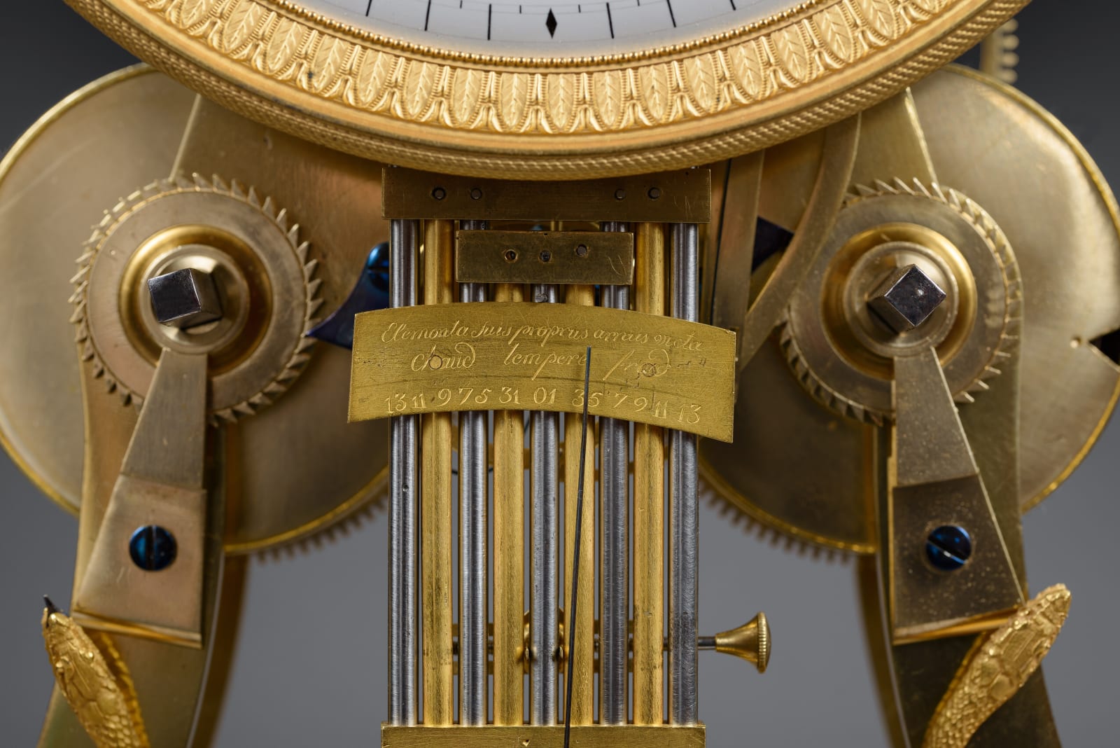 Joseph Coteau (attributed to), A large Directoire/Empire skeleton clock of month duration, dials attributed to either Joseph Coteau or Etienne Gobin, known as Dubuisson, Paris, date circa 1795-1805